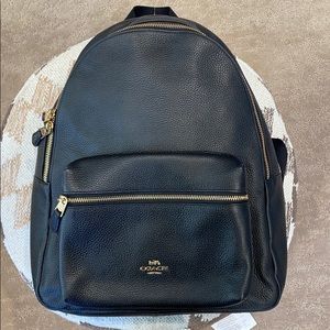 Black Leather Coach Backpack